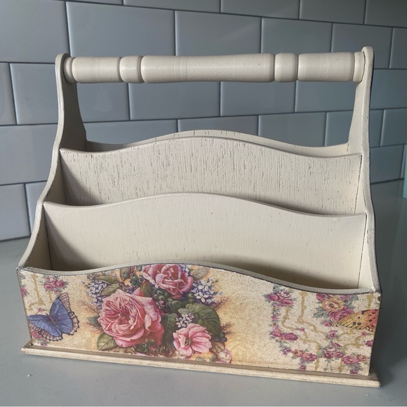 Vintage Style Wooden Country Shabby Chic 3 Slot Letter Holder Organizer - Picture 5 of 8